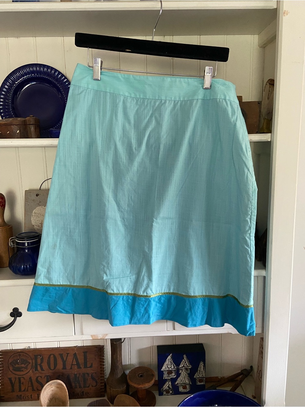Eddie Bauer Aqua A-Line Skirt with Turquoise Hem